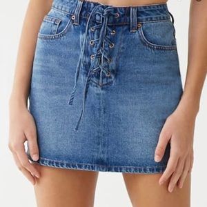 Laced up Mini Demin Skirt